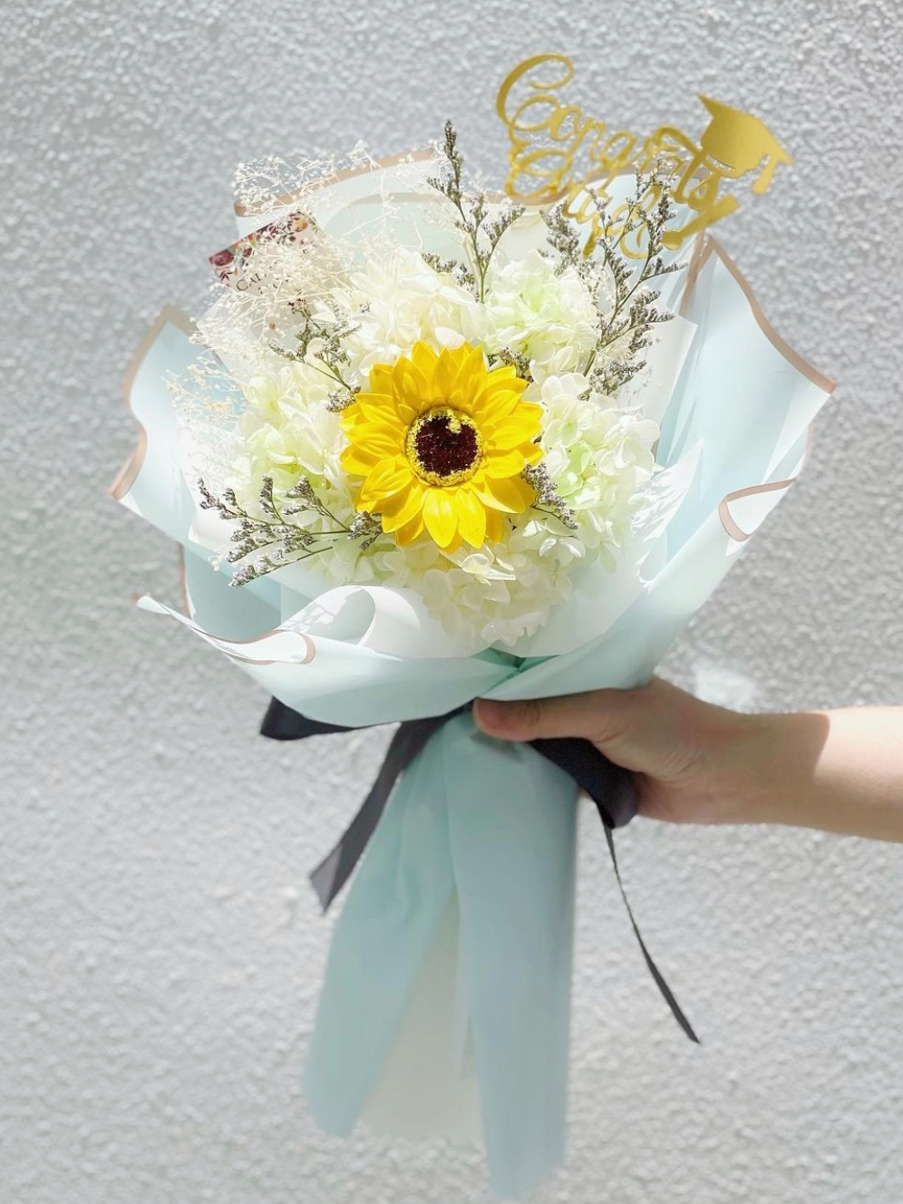 單枝畢業花束精選 1枝太陽花花束|香梘花 生日花束 中學 小學 幼稚園 – Galentinesflower